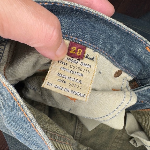 7 For All Mankind Dirty Wash Blue Boot Cut Jeans Mid Rise Vintage Y2K Sz 28 EUC - Picture 9 of 14